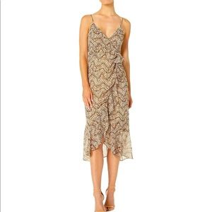 Bardot Revolve Ellie Maxi Dress Chiffon Print Brown Wedding Sleeveless XS 4